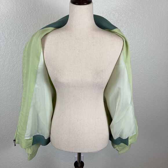 Vintage M. Portfolio By Marsha Varsity Style Snap Zip Up Jacket Green Womens L - Picture 5 of 8